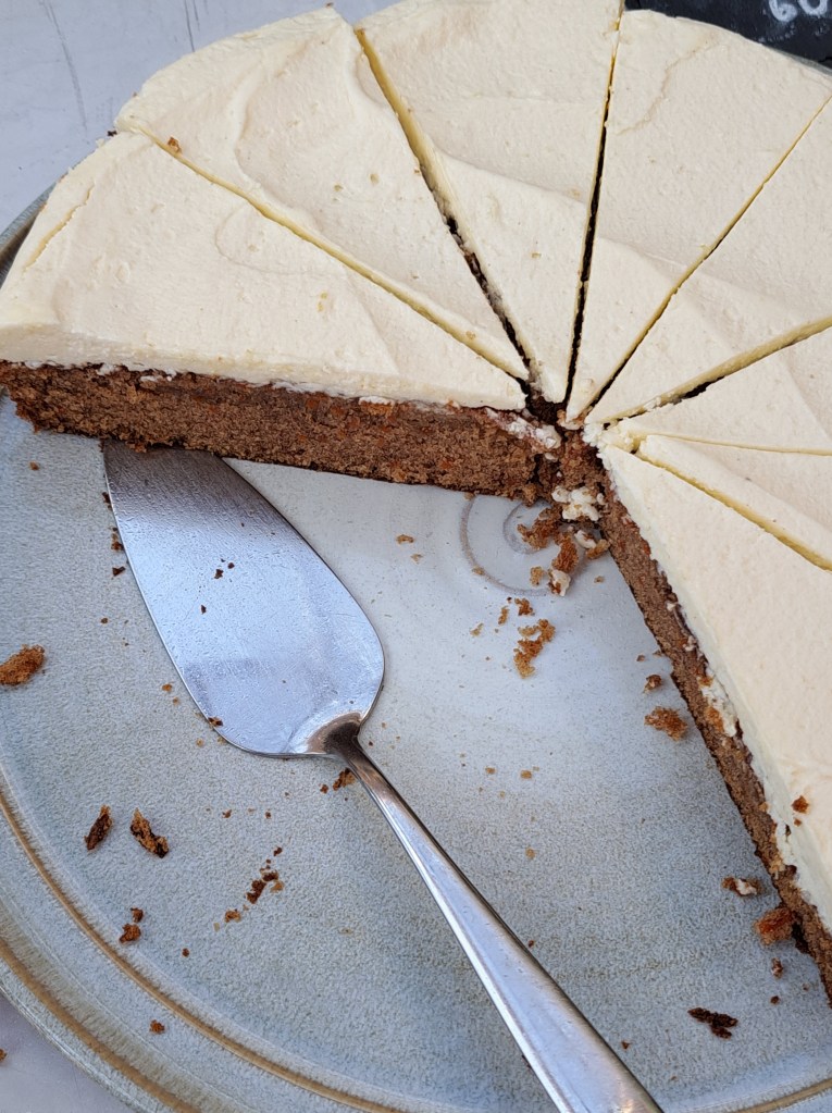 Carrot cake at Rosendal Café located on the island of Djurgården, Stockholm, Sweden.