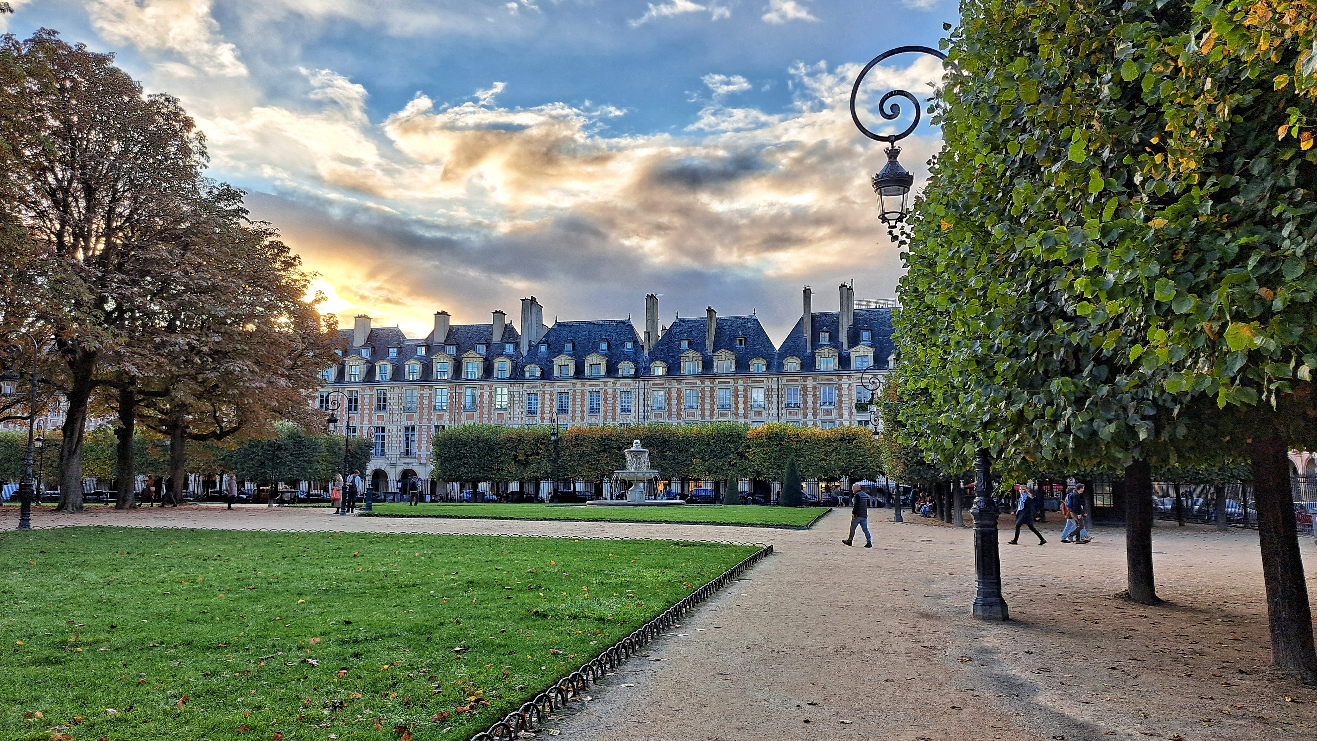 La Place des Vosges, located in the Marais district, Paris, France